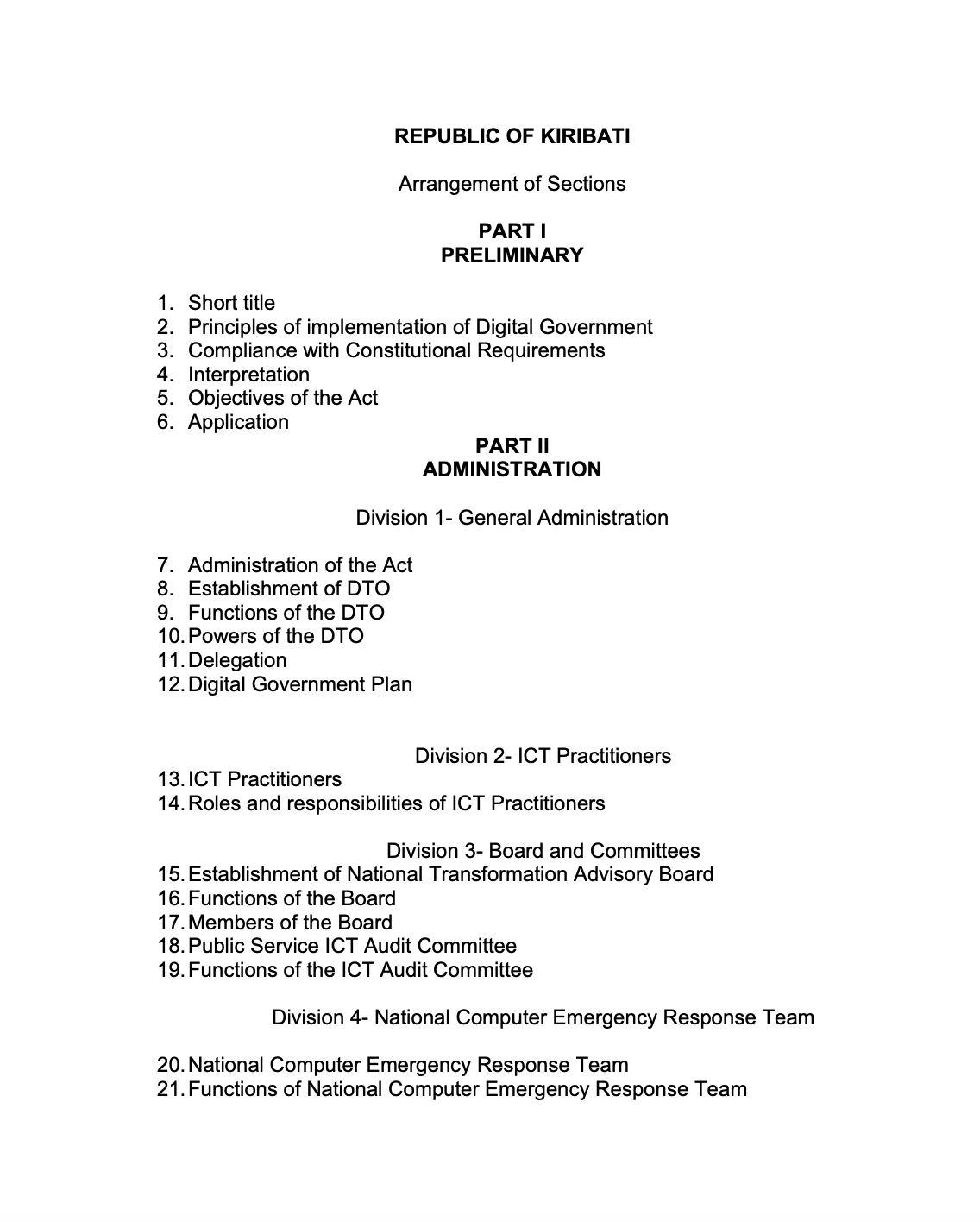 Screenshot of first page of the bill